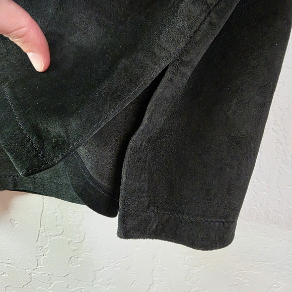 Vintage Kelli Kouri Leather Classic Black Suede Skirt Size 8 - Picture 5 of 10
